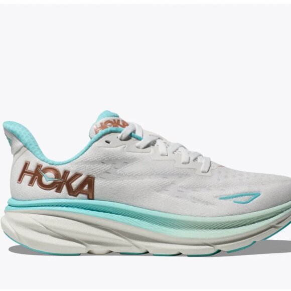 NWT HOKA Clifton 9 Sneakers, Frost/Rose Gold, size 9.5